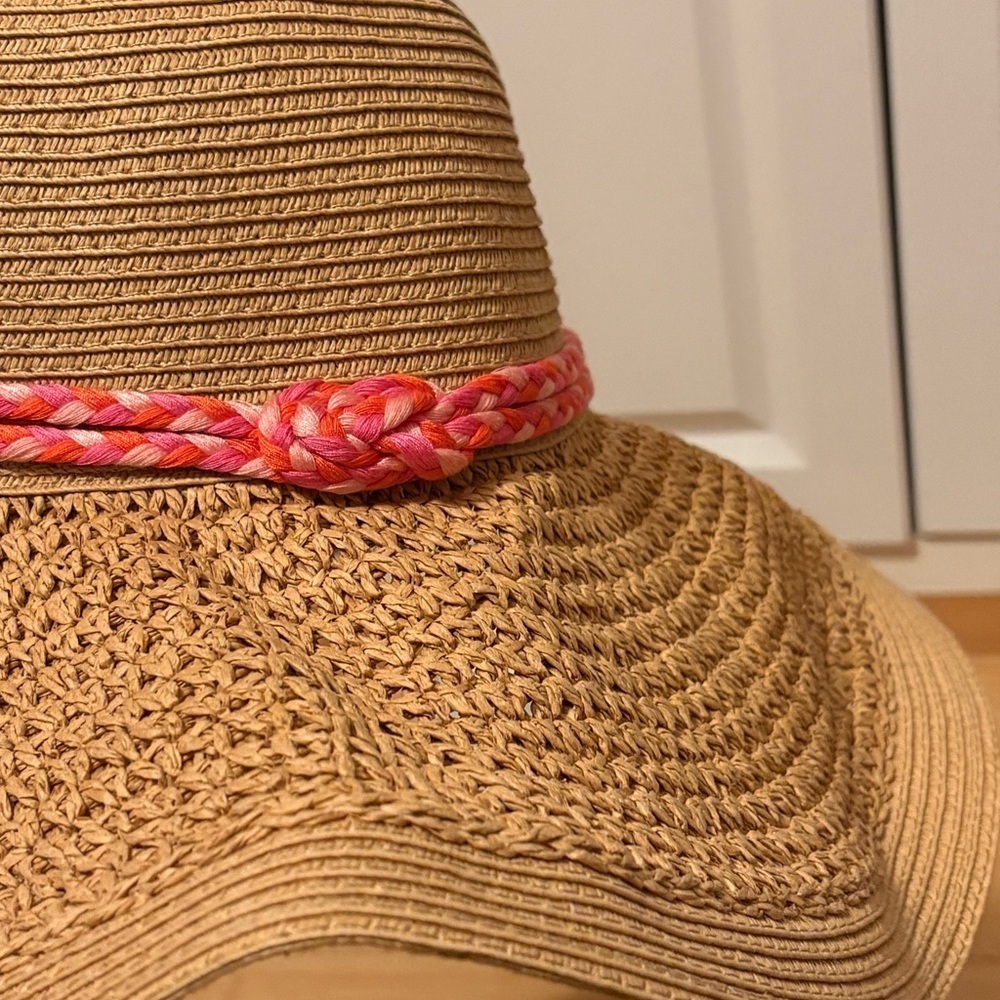 J. Crew Tan Straw Sun Hat with Pink Braided Band - Picture 4 of 6
